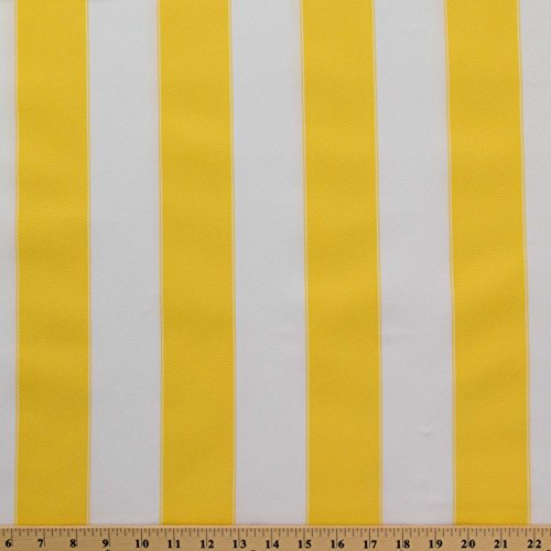 Stripe Indoor Outdoor Waterproof Canvas Yellow White Fabric by The...