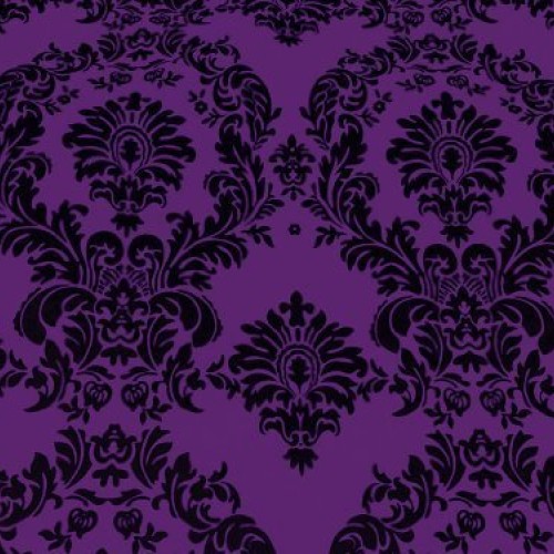 Taffeta Flocking Damask Purple with Black Flock 58 Inch Fabric By ...