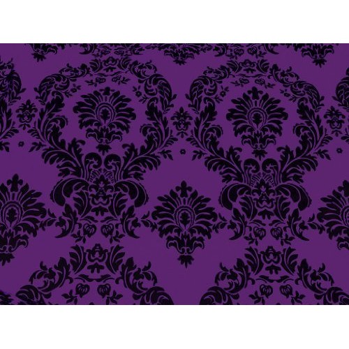 Taffeta Flocking Damask Purple with Black Flock 58 Inch Fabric By ...