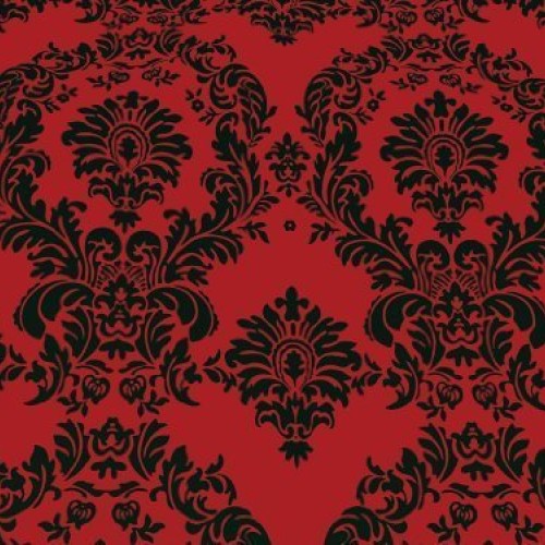 Taffeta Flocking Damask Red 58 Inch Wide Fabric By the Yard F.E.