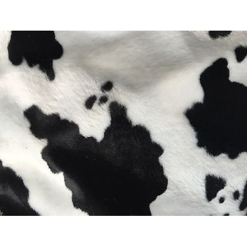 White Black Cow Velboa Faux Fur Fabric - Sold By The Yard - 58/ 60