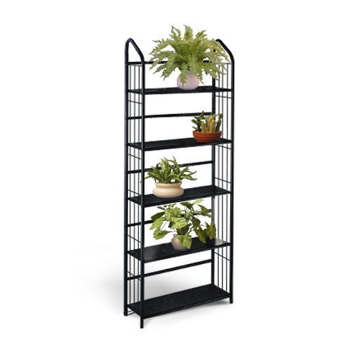 Black Metal Outdoor Patio Plant Stand 5 Tier Shelf Unit 5-Tier Sh...