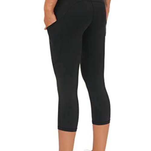 THE GYM PEOPLE Thick High Waist Yoga Capris with Pockets, Tummy Co...