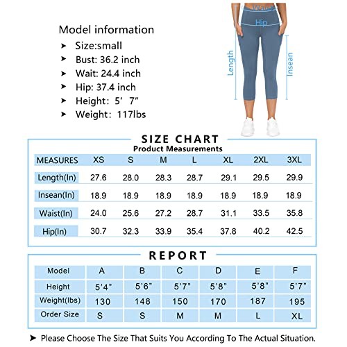 THE GYM PEOPLE Thick High Waist Yoga Capris with Pockets, Tummy Co...