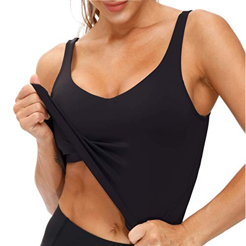 Women’s Longline Sports Bra Wirefree Padded Medium Support Yoga Br...