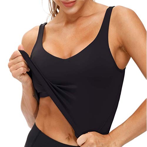 Women’s Longline Sports Bra Wirefree Padded Medium Support Yoga Br...