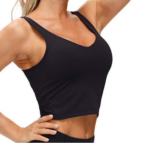 Women’s Longline Sports Bra Wirefree Padded Medium Support Yoga Br...