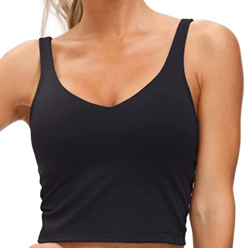Women’s Longline Sports Bra Wirefree Padded Medium Support Yoga Br...