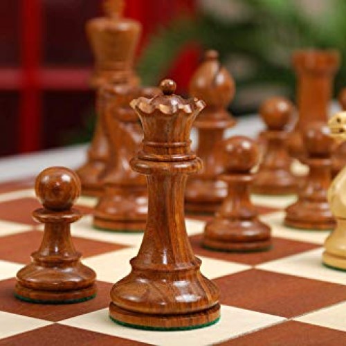 The Grandmaster Series Chess Pieces - 4 King Golden Rosewood & B...