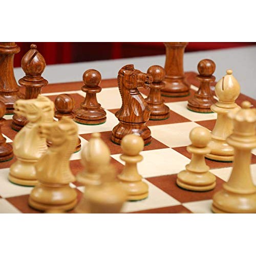 The Grandmaster Series Chess Pieces - 4 King Golden Rosewood & B...