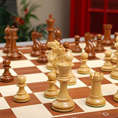 The Grandmaster Series Chess Pieces - 4 King Golden Rosewood & B...