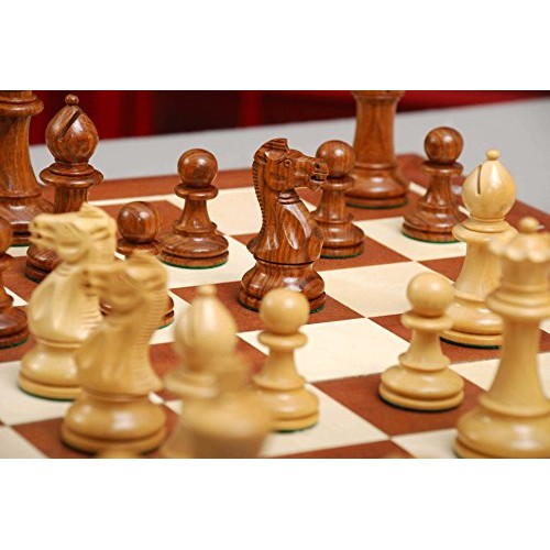 The Grandmaster Series Chess Pieces - 4 King Golden Rosewood & B...