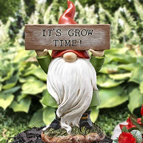 The Lakeside Collection Garden Gnome with Its Grow Time Sign - De...