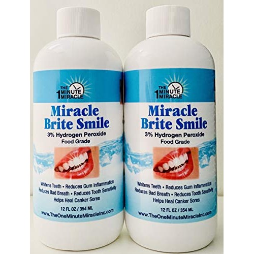 Miracle Brite Smile MOUTHWASH - 3% Food Grade Hydrogen Peroxide an...