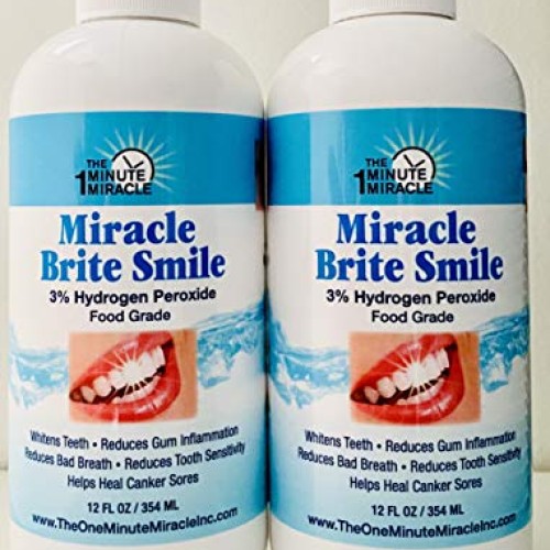 Miracle Brite Smile MOUTHWASH - 3% Food Grade Hydrogen Peroxide an...