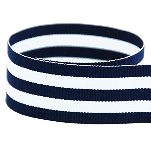 7/8 Navy & White Taffy Striped Grosgrain Ribbon - 20 Yards - USA ...