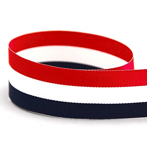 USA Made 1-3/8 Red/White/Navy Striped Grosgrain Ribbon - 20 Yards...