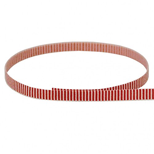 USA Made 1/4 Red and White Peppermint Striped Grosgrain Ribbon - ...