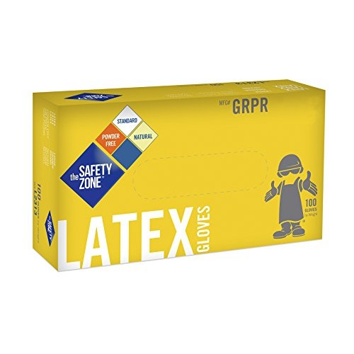 Safety Zone GRPR-XL-1-T Powder Free Disposable Natural Latex Rubbe...
