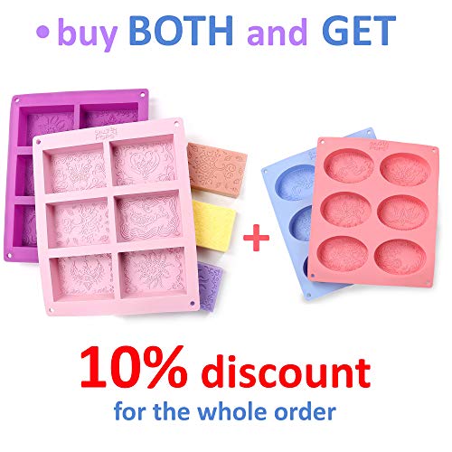Rectangle Silicone Soap Molds - Set of 2 for 12 Cavities - Mixed P...