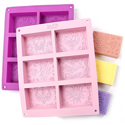 Rectangle Silicone Soap Molds - Set of 2 for 12 Cavities - Mixed P...