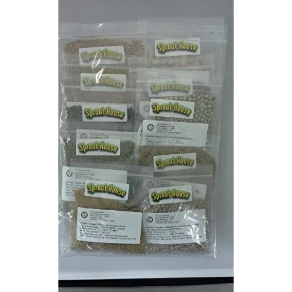 The Sprout House Assorted Organic Sprouting Seeds Sample, Pack of 12