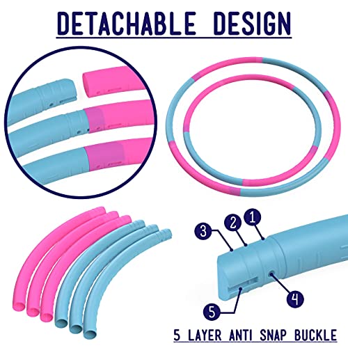 The Toyagator Hula Hoop for Kids, Pink & Blue 6 Section Premium Qu...