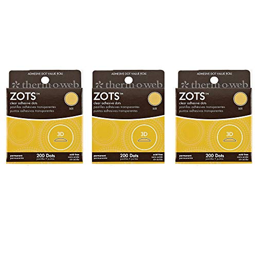 Thermoweb Zots Clear Memory Adhesive Dots, 3-D, 200 per Pack - 3 P...