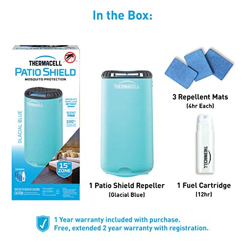 Thermacell Patio Shield Mosquito Repeller, Blue; Highly Effective ...