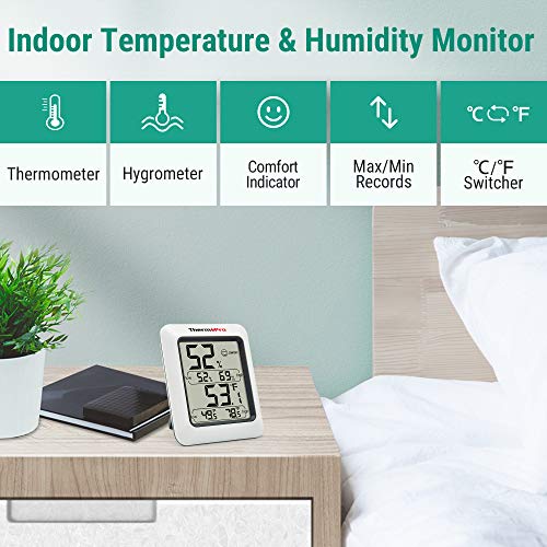 ThermoPro TP50 2 Pieces Digital Hygrometer Indoor Thermometer Room...