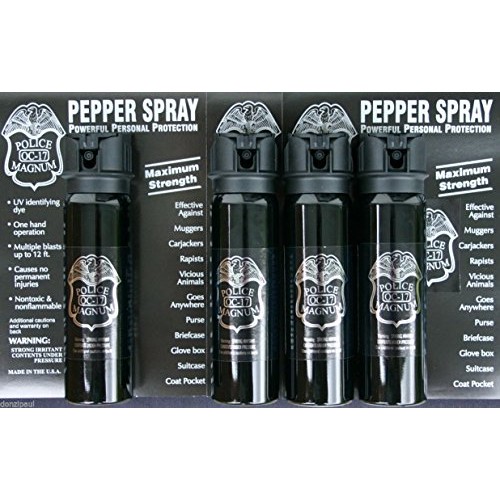 4 Police Magnum Pepper Sprays 4 oz Ounce Flip Top - Pack of Four...