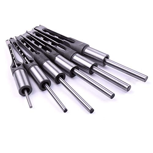Thinktoo 6 Pcs Square Hole Saw Mortise Drill Bit Set Mortising Chi...