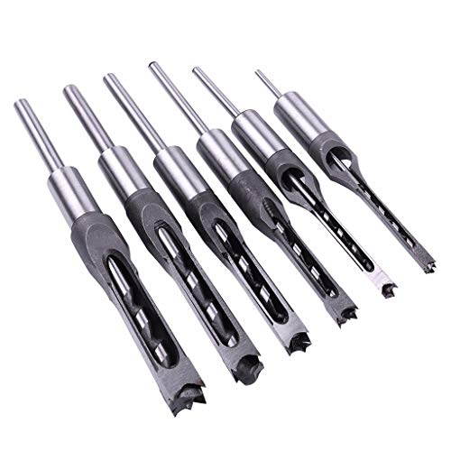 Thinktoo 6 Pcs Square Hole Saw Mortise Drill Bit Set Mortising Chi...