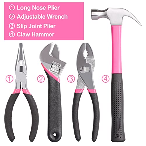 THINKWORK 122-Piece Pink Tool Set with 3.6V Rotatable Electric Scr...