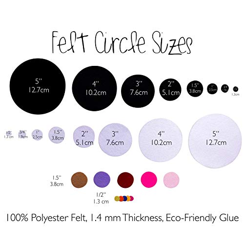 Black Adhesive Felt Circles; 1/2 Wide, 1 Wide or 1.5 Wide; Vari...