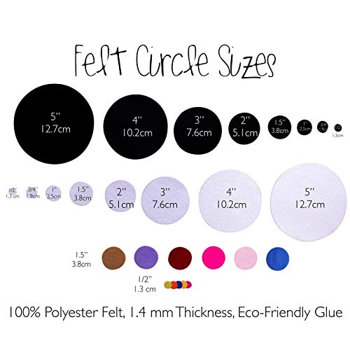 Black Adhesive Felt Circles: Variety of Sizes: 1 and 1.5 Wide; P...