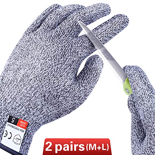 4 PCS M+L Cut Resistant Gloves Level 5 Protection for Kitchen, U...