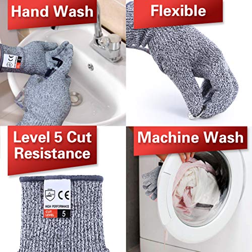 4 PCS M+L Cut Resistant Gloves Level 5 Protection for Kitchen, U...