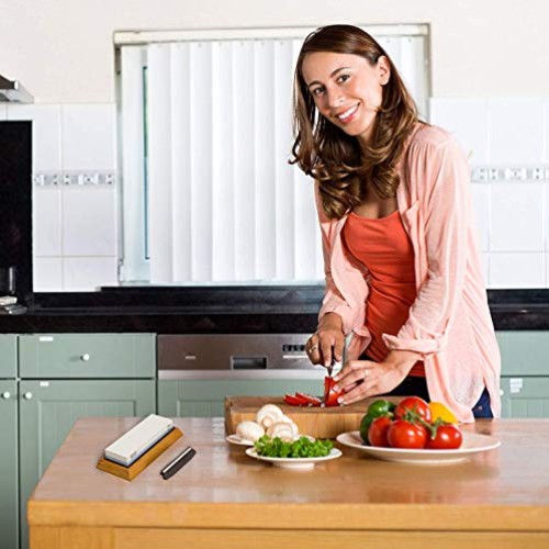 Knife Sharpening Stone Kit - 2 Side Whetstone Set 1000/6000 Grit S...