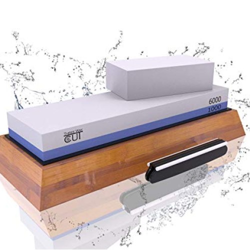 Knife Sharpening Stone Kit - 2 Side Whetstone Set 1000/6000 Grit S...