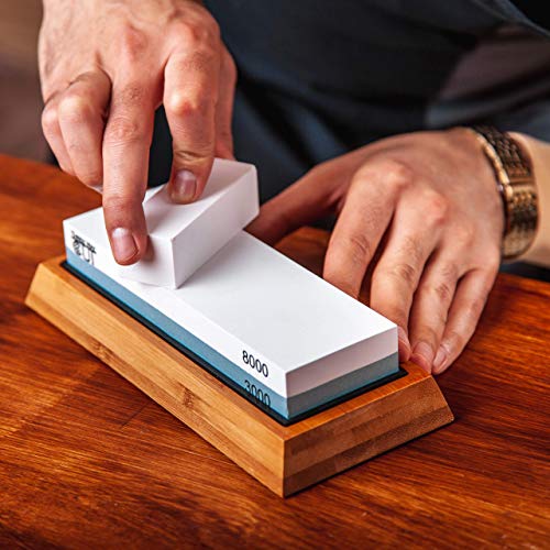 Knife Sharpening Stone Set Whetstone Kit 4 Grit 400/1000 3000/8000...