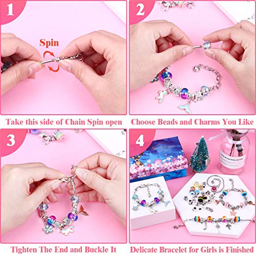 110 Pcs Charm Bracelets Making Kit for Girls, Thrilez Charm Beads ...