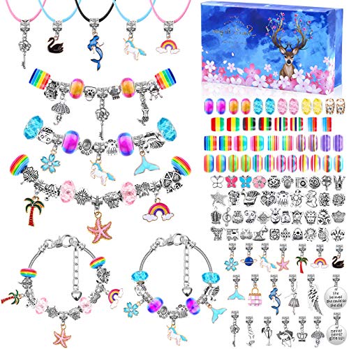 110 Pcs Charm Bracelets Making Kit for Girls, Thrilez Charm Beads ...