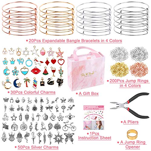 300Pcs Bangle Bracelets Making Kit, Thrilez Charm Bracelet Making ...