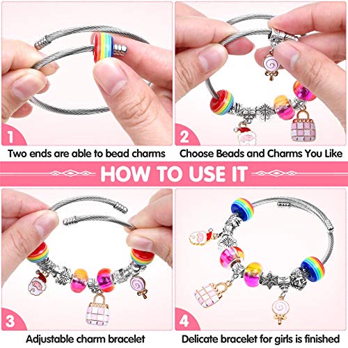 90 Pcs Charms Bracelet Making Kit for Girls, Thrilez DIY Charm Bra...