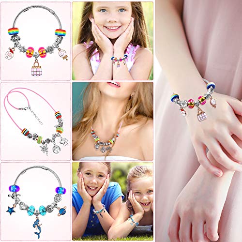 90 Pcs Charms Bracelet Making Kit for Girls, Thrilez DIY Charm Bra...