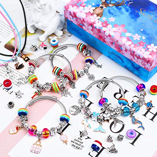 90 Pcs Charms Bracelet Making Kit for Girls, Thrilez DIY Charm Bra...