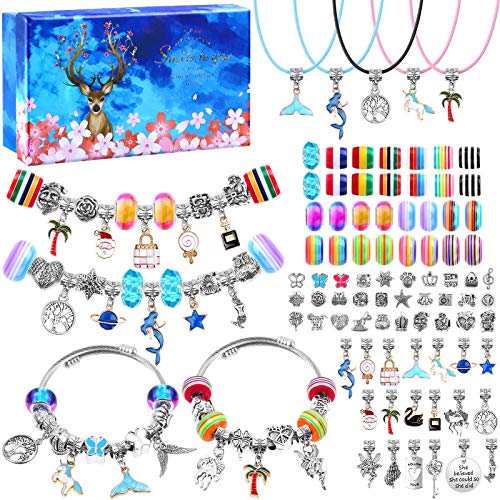 90 Pcs Charms Bracelet Making Kit for Girls, Thrilez DIY Charm Bra...