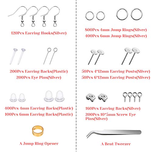 Hypoallergenic Earring Making Kit, Thrilez 3080Pcs Earring Supplie...