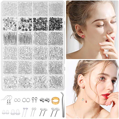 Hypoallergenic Earring Making Kit, Thrilez 3080Pcs Earring Supplie...